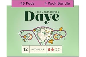 Daye Regular Pads: 48ct | Regenerative Hemp and Organic Cotton Comfort Blend with Super Absorbent Polymer Core | Eco-Friendly, Skin-Gentle Period Care
