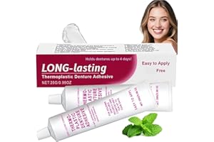 MUBUNI 2PCS Thermoplastic Denture Adhesive,Denture Repair Kit,Secure Denture Adhesive,Long-Lasting Fixative Cream,Non-Glue De/nture Adh/esive,Dental Glue for Teeth,Upper Dent/ure Repair Kit for Women