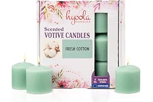 Hyoola Velas Votivas con Perfume - Velas Perfumadas con Aroma a Algodón Fresco - Verde Claro - 12 Horas de Combustión - Pack de 9 Velas Aromáticas - Hechas en Europa