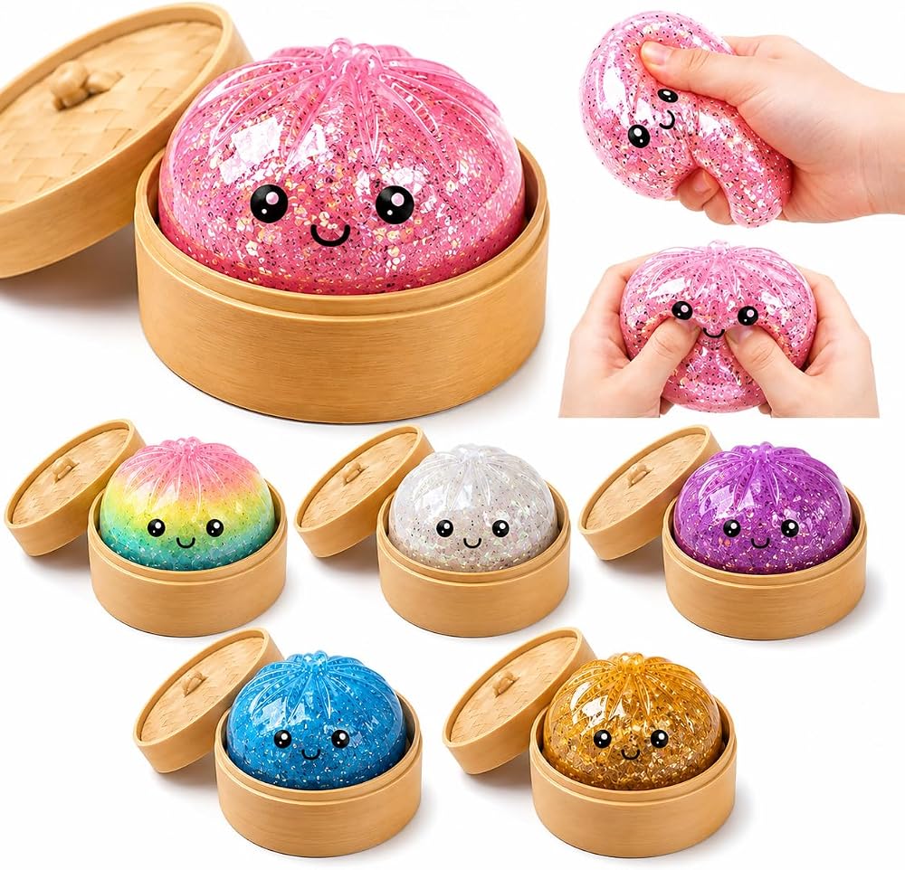 Çin Mantısı Patlamayan Sürpriz Squishy Oyuncak TPR Stres Topu Bambu Kutulu | Yavaş Yükselen Etki, Orjinal Yıkanabilir Büyük Boy 3 Yaş ve Üzeri