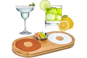 Salt Rimmer Set for Cocktails,Ompinda Bamboo Glass Rimmering for Drinks, Cocktail Sugar Rimmer, Margarita Salt Container for Bar Party Accessories