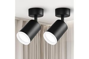 Ugvmn 2 Pack Spotlights Ceiling Lights, Rotatable Black Wall Light Fittings, GU10 Living Room Spotlight, Modern Industrial Spot Light Indoor for Bedroom Kitchen Hallway, Bulb Not Included