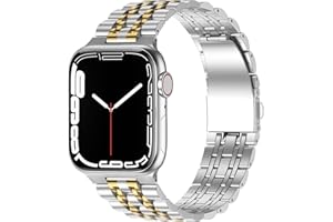 Anlinser Metallarmband Kompatibel mit Apple Watch Armband 49mm 45mm 44mm 42mm 41mm 40mm 38mm,Verstellbares Edelstahlarmband Kompatibel mit iWatch Ultra 2 Serie 9 8 7 6 5 3 SE(41/40/38,Silber Gold)