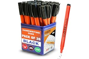 Eziglide Handwriting Pens Black Ink, Pot of 36 Hand Writing Pens, Right & Left Handed Pen, Hard-wearing Polyacetal Tip to give Smooth Effortless Writing, School stationery set, Home Schooling Supplies