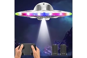 HOLYFUN Schaumstoff UFO-Drohne für Kinder – RC-Flugzeug mit bunten LED-Lichtern, ferngesteuerter Helikopter mit Auto-Hover, 2 Akkus (15 Minuten Flugzeit)