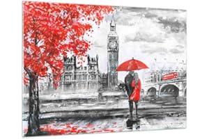 ARTTOR Moderne Impression sur Verre 100x70cm Image Tableau en Verre Decoration Murale Londres architecture grand ben Grand Tableaux Decoratifs Muraux Chambre Horizontal Deco Cadre Salon Art GAA100x70-3153