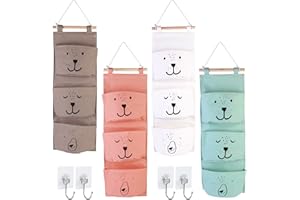 VEGENA Rangement Suspendu 4 Pièces, Organisateur Mural en Tissu pour Porte, Chambre à Coucher, Salle De Bain, Bureau, Cuisine et Bébé