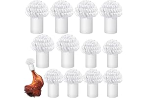 DIANELHALL 12 Pcs Decorative Paper Holders for Chops Turkey Leg Paper Pork Chop Frills Turkey Frills White Paper Pork Lamb Chop Frills Small Chicken Leg Holders for Rib Roast Culinary Food Presentation, 2 Sizes