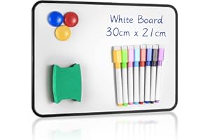 Yibaijia Whiteboard Magnetwand, kleine doppelseitige Whiteboard Trocken abwischbare, A4-Format Magnettafel Magnetwand, mit trocken abwischbaren Stiften, Radiergummi, 30 x 21 cm