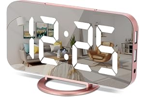 SZELAM Digitaler Wecker, Wecker am Bett, 7-Zoll-LED-Spiegelwecker, mit 2 USB-Ladeanschlüssen, Schlummermodus, automatische Helligkeitsanpassung, einfach einzurichtende Schreibtischuhr für das Heimbür