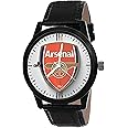 AROA Watch New Watch for Arsenal F.C. Flag Design Model : 397 Black Metal Type Analog Black Strap Watch White Dial for Men Stylish Watch for Boys