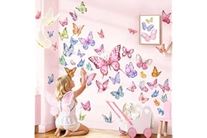 decalmile Pegatinas de Pared Infantiles Niñas Mariposa Vinilos Decorativos Mariposa Colorido Adhesivos Pared Habitación Niña Bebé Guardería Dormitorio