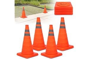 UIQVQIU Faltkegel Warnkegel, 45cm Reflektierender Verkehrskegel, Orange Verkehrsleitkegel Pylone Faltbar, Leitkegel Faltbar Warnkegel Sicherheitskegel für Straße Sicherheit (4 Stück Orange)