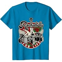T-shirt Homme Vintage Rock 'n' Roll - Col Rond, Motif Graphique Années 50 - Style Rockabilly Et Streetwear