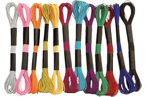 ROMCADE 12Pcs Metallic Embroidery Threads Glitter Embroidery Floss 26.24ft Cross Stitch Polyester Thread for Sewing Cross Stitch DIY Hair Wraps Crafts Embroidery Friendship Bracelets Kid's Crafts (12 strands)