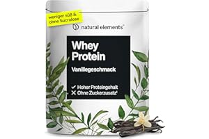 ‎NATURAL ELEMENTS natural elements Whey Protein Pulver – Vanille – 1kg – 24g Protein pro Portion – nicht zu süß, nur natürliche Aromen – hochdosiert – in Deutschland produziert & laborgeprüft