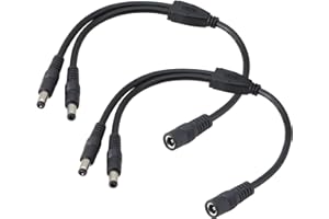 CERRXIAN 5.5/2.1MM 12V DC Cable divisor de potencia 1 macho a 2 conectores hembra CCTV DC Splitter de potencia 1 macho a 2 cable divisor hembra （0.3M）