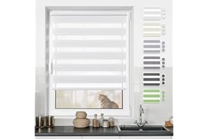 ‎BONDFREE Doppelrollo Klemmfix ohne Bohren Rollos für Fenster ohne Bohren mit Bohren Weiß B100 x H120cm -Stoffbreite 96cm Rollo Fensterrollo Klemmrollos Fensterrollo innen lichtdurchlässig & verdunkelnd
