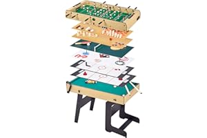 Kangui Table Multi Jeux Pliable 16 en 1 pour ado - Babyfoot, ping Pong, Billard, Bowling, palets,...