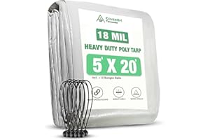 CoverUp! Bâche en Toile 1,5 x 6 m 10 tendeurs de bâche INCL. – bâche de Protection avec œillets, indéchirable, étanche 200 g/m2 - Blanc