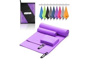 GZXYA Lot de 3 serviettes en microfibre (180 x 60 cm et 2 petites serviettes de 80 x 40 cm) - Serviettes en microfibre à séchage rapide pour fitness et sport (violet 180 x 60 + 80 x 40 x 2)