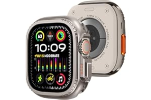 Bisikor 2 in 1 Metal Case Compatible with Apple Watch Ultra 3/2/1 49mm, Rugged Shockproof Metal Bumper Case with Back Cover for iWatch 49mm (Titanium)