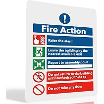 Vsafety Feuerwehr-Schild „Feueraktion“ – Selbstklebend, 150x200 Mm, Blau/rot Nach EN ISO 7010