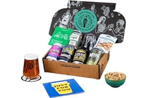 Premium Craft Lager Thank You Beer Gift Hamper - 5 Independent British Craft Lagers, a Snack and Beer Tasting Glass by QWERTY Beer Box - Craft Lager Thank You Present for Him, Husband Gifts, Beer Box