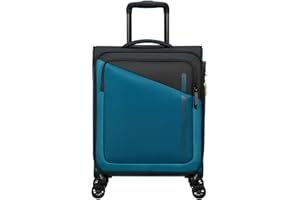 American Tourister Daring Dash - Spinner S, Luggage Manual expandible, 55 cm, 39/46 L, Negro/Azul (Negro/Azul)