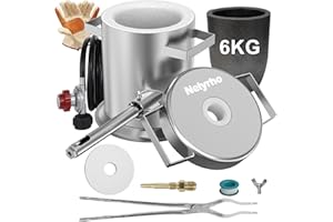 Nelyrho Schmelzofen-Set, 6 kg, Edelstahl-Gießerei mit Tiegel, Tiegelzange, Handschuhen, ideal zum Schmelzen von Gold, Silber, Kupfer und Aluminium, Metall-Recycling-Gusswerkzeug