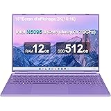 Aocwei Ordinateur Portable 16" 12 + 512 Go Derniers processeurs N5095 (jusqu'à 2,9 GHz) PC Win 11 4 cœurs 1920 x 1200 Écran 2