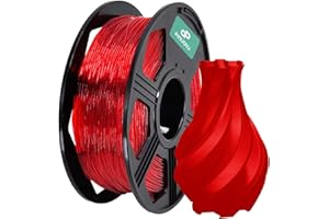Pinuotu TPU Filament 1.75mm,High Speed 3D Printer Filament,95A Flexible Filament, 0.8KG(1.76 lbs) Spool,Dimensional Accuracy +/- 0.03 mm, Soft 3D Printer Consumables (Transparent Red)