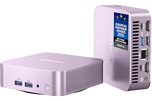 GEEKOM A6 Aurora Edition Mini PC with AMD Ryzen 7 6800H, 32GB DDR5 RAM 1TB PCIe 4.0 NVMe SSD, Radeon 680M, Compact Aluminium Design Windows 11 Pro Desktop Computer with USB4/8K UHD/Wi-Fi 6E/SD Slot