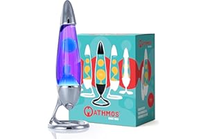 MATHMOS Neo Lava Lamp in Silver, Tested Safe for Kids | Violet & Turquoise Lava Lamps with Lower Running Temperature and Integrated Safety Features | Long-Lasting Lava Lamps Hand-Filled in Britain
