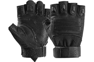 NUCAMPER NuCamp Guantes tácticos de medio dedo Nudillos duros Militares para hombres, Guantes de airsoft sin dedos Pantalla táctil para motocicleta Entrenamiento de combate Ejército Tiro Caza Deportes al aire libre