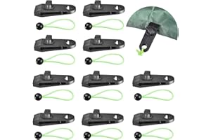 HUAHUANGHUI Clips de Bâche, 10 Sets Clips de Verrouillage Pinces de Bâche Sécurise Multifonctions, Auvents Clip avec Ball Bungee Corde Élastique, Clips Bâche pour Camping, Tentes, Auvents, Bannières