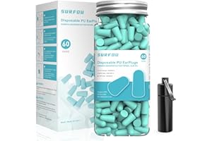 SURFOU Tappi Orecchie Dormire 60 Paia, 38 dB Riduzione Rumore, Riutilizzabili e confortevole per chi dorme di lato, ideale per viaggi, sonno e studio con Custodia Portatile, Verde