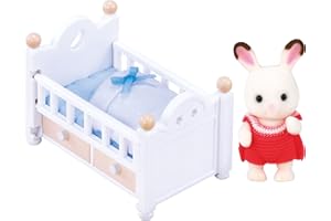 Sylvanian Families - Le bébé Lapin Chocolat et lit - Set figurine et mobilier - Plongez dans l'univers de la famille Sylvanian - Mobilier maisons de poupées - Jouet enfant 3 ans et + - 5017