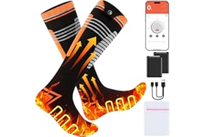 FIMUN Calcetines Calefactables Recargables 6000mAh Hasta 12 Horas Calefacción, Calcetines Electricos con App Control, 4 Niveles de Temperatura para Hombre Mujer Esquí Trekking Senderismo Correr Frio Extremo