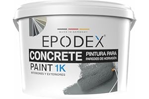 EPODEX PINTURA PARA HORMIGÓN 1K – Pintura para hormigón, paredes y suelos – Alta cobertura, resistente a rayos UV y abrasión – Interior y exterior sin agua constante – 1,1kg (7m² con 2 capas)