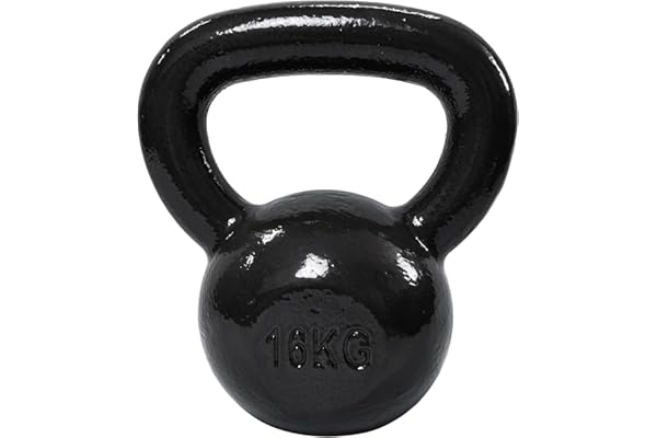Amazon Basics Kettlebell - Poids d'Entraînement en Fonte avec Poignée Large Texturée - Finition Peinte - Noir
