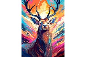 Reofrey DIY 5D Diamond Painting Cerf Full Set, Malerei Diamant Painting Bilder Animaux Broderie Peinture Diamant Painting Kit Complet Point De Croix Cristal Strass Artisanat Décoration 30x40 cm