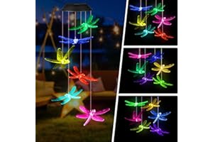 Topspeeder Campanelli Eolici Solare, Impermeabile LED Solare Libellula Campane a Vento per Esterno, Cambia Colore Campanelli Eolici Arredamento Romantico Giardino Patio Casa con Gancio