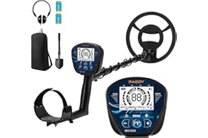 Raddy MD120A Detector de Metales Profesional para Adultos, Alta Precisión, 4 Modos, Bobina Impermeable 10", Pantalla LCD Retroiluminada, Auriculares, Bolsa y Pala para Búsqueda de Tesoros