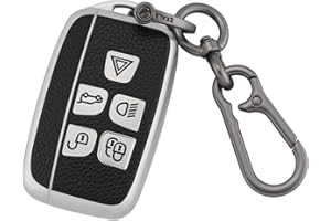 ERMWALR Car Key Fob Cover Protection Fit for Land Rover LR4 Range Rover Sport Evoque Jaguar XF XJ XJL F-pace 5 Buttons Smart Key Fob Case with Key Fob Keychain (PW-Rov-S)