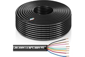 BILIPLE Cable de vehículo de 8 núcleos, 5 m, cable de remolque de 8 pines, cable de vehículo de camping con sección transversal de cable 7 x 0,5 mm² + 1 x 0,83 mm², cable de vehículo para iluminación