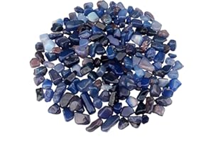 GINOJEX Aquarium Fish Tank Kies Dekorative Steine 435g natürliche zerkleinerte Kiese poliert unregelmäßig geformte Masse Vase Füller saftige Steine - Blau