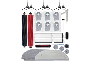 Yivy 30 Piezas Accesorios Kit para Roborock S8 Maxv Ultra /S8 MAX Ultra Piezas de Repuesto: 2 cepillos Principales, 6 cepillos Laterales, 4 filtros Hepa, 4+4 toallitas，6 Bolsas para el Polvo