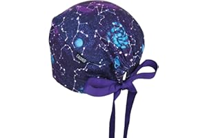 CALOMED Calot de Bloc Charlotte Chapeau Infirmière Bonnet en Tissu pour Personnels de Santé ou Pâtissier Modèle Court Femme ou Homme Cheveux Courts (Constellations)