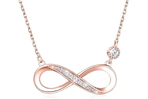 Silver Necklace for Women Billie Bijoux 925 Sterling Silver Infinity Heart Pendant White Gold Plated Diamond Women Adjustable Necklace Bracelet Set